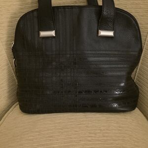 The Silvano Biagini Luxury Authentic Black Leather Top Handle Bag